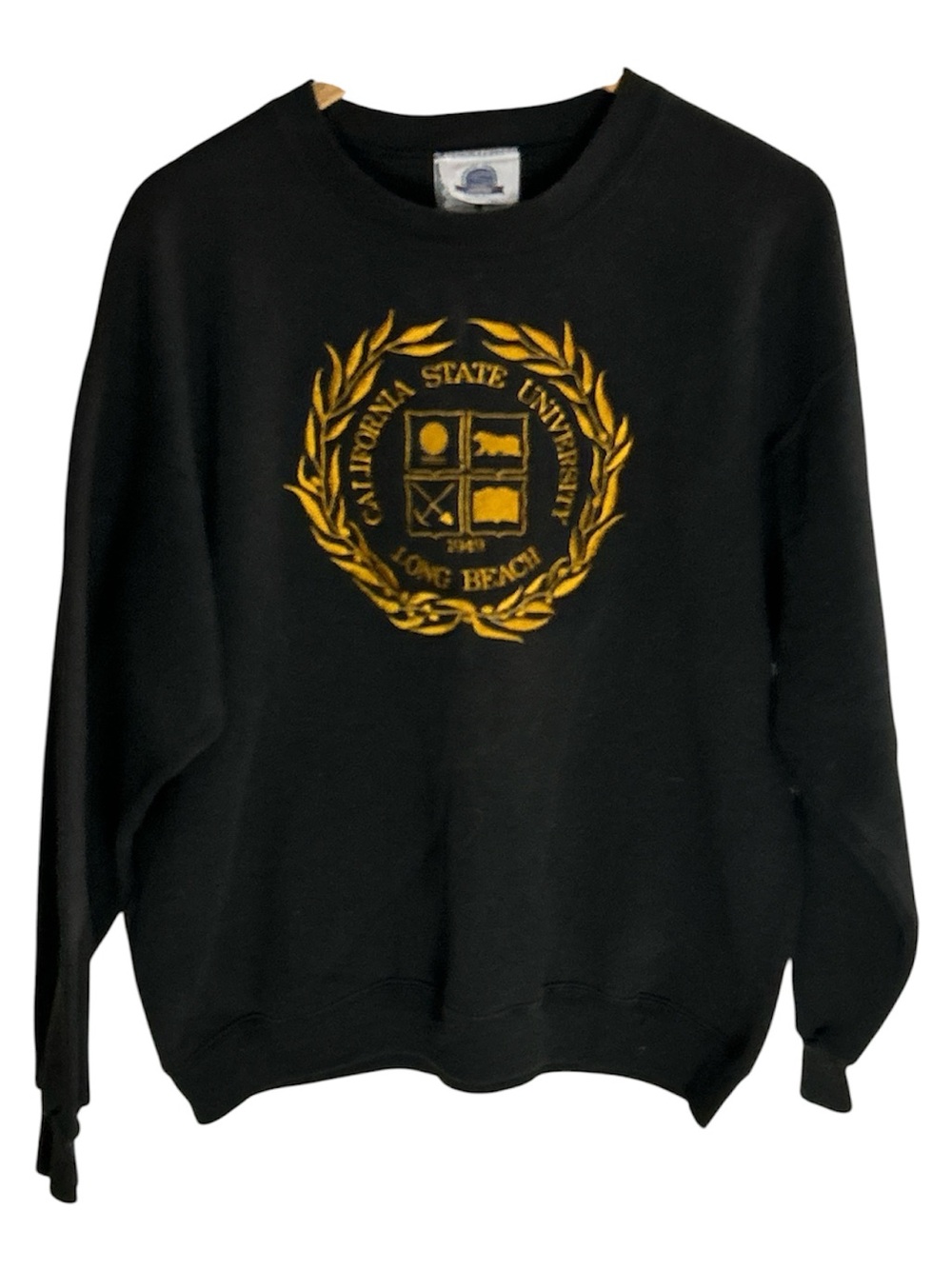 Lee Black 90’s Vntg Embroidered Sweatshirt with Gold University Crest Large